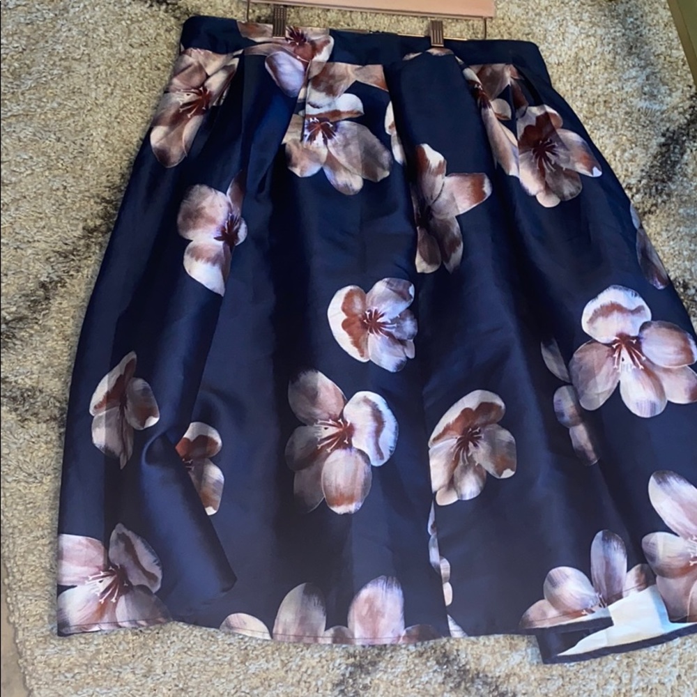 Pink Floral Navy Skirt